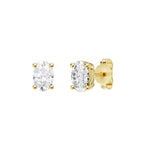 Lab-diamant ørestikker oval 1,00 ct F/VS – 9K gult gull