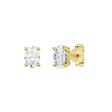 Lab-diamant ørestikker oval 1,00 ct F/VS – 9K gult gull