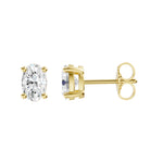 Lab-diamant ørestikker oval 1,00 ct F/VS – 9K gult gull