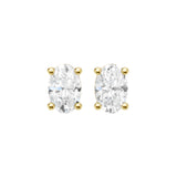 Lab-diamant ørestikker oval 1,00 ct F/VS – 9K gult gull