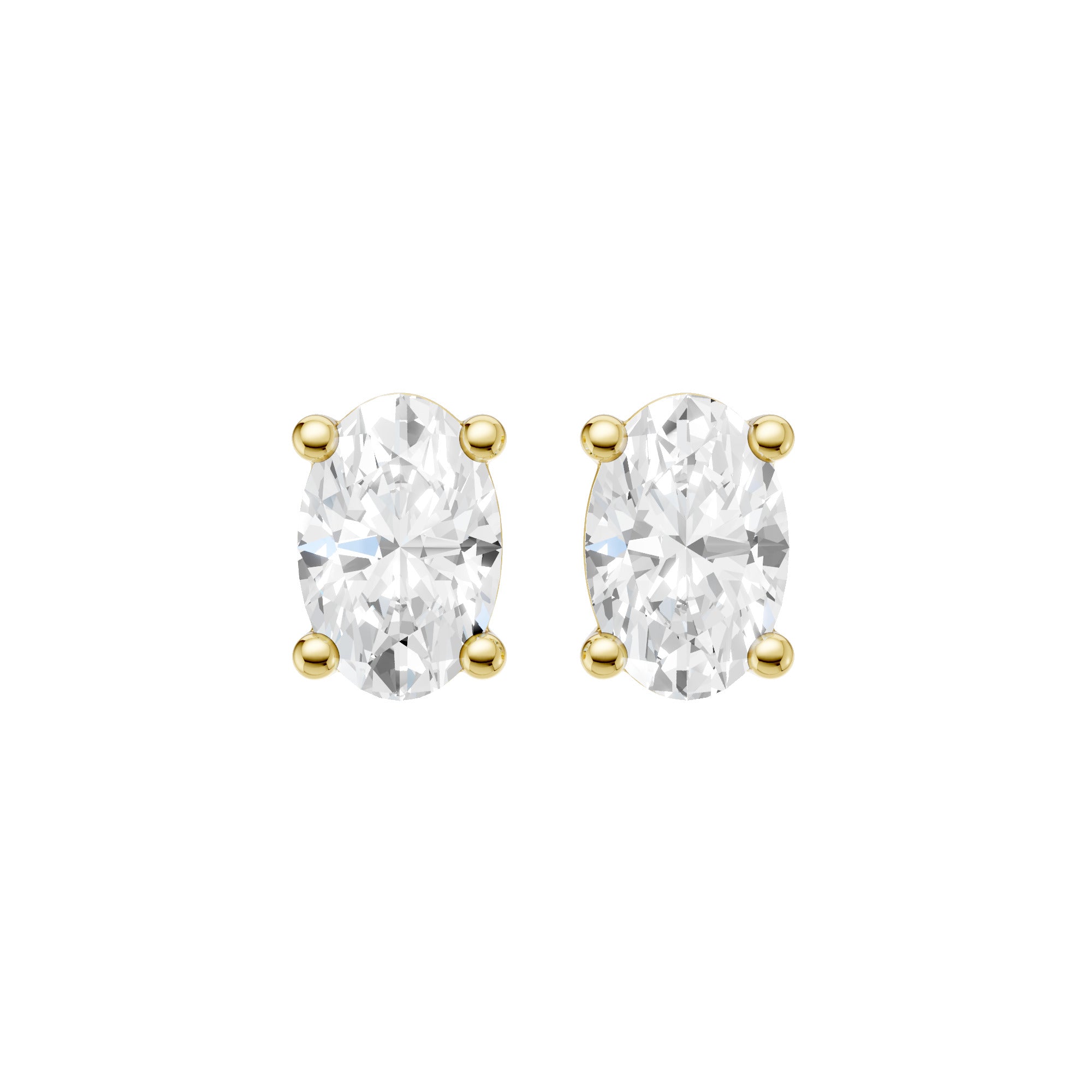 Lab-diamant ørestikker oval 1,00 ct F/VS – 9K gult gull