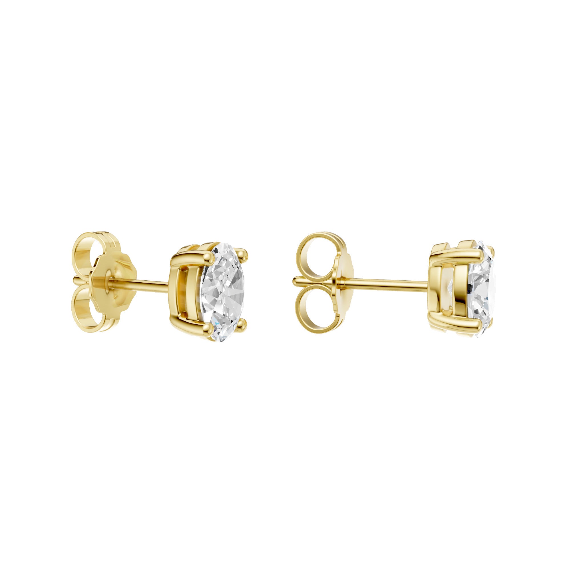 Lab-diamant ørestikker oval 1,00 ct F/VS – 9K gult gull