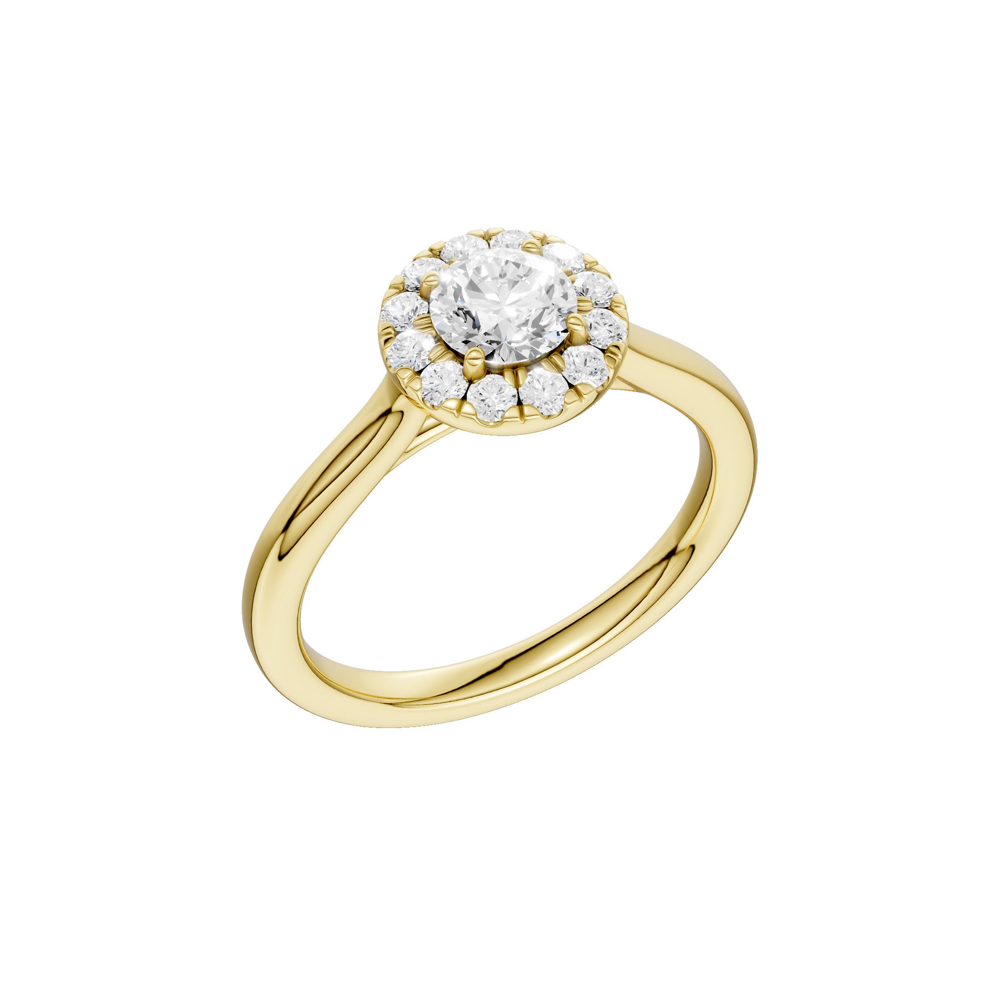 Lab-diamant rosettring 1,00 ct F/VS – 9K gult gull
