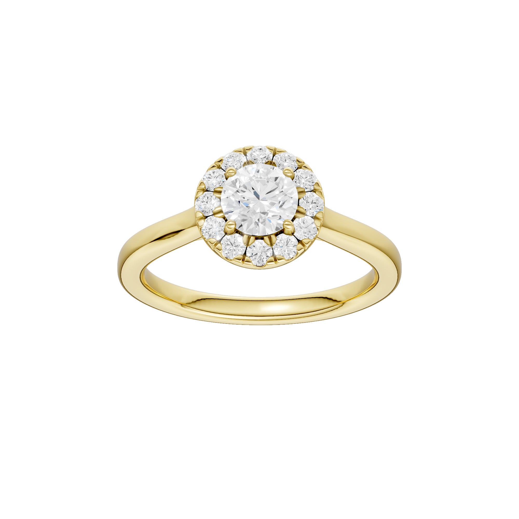 Lab-diamant rosettring 1,00 ct F/VS – 9K gult gull