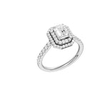 Lab-diamant rosettring smaragdslipt 1,00 ct F/VS – 9K hvitt gull