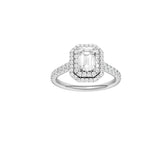 Lab-diamant rosettring smaragdslipt 1,00 ct F/VS – 9K hvitt gull