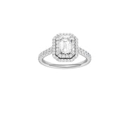 Lab-diamant rosettring smaragdslipt 1,00 ct F/VS – 9K hvitt gull