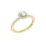 Lab-diamant rosettring med pavé 0,75 ct F/VS – 9K gult gull