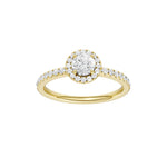 Lab-diamant rosettring med pavé 0,75 ct F/VS – 9K gult gull