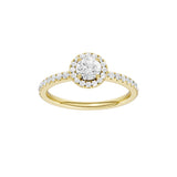Lab-diamant rosettring med pavé 0,75 ct F/VS – 9K gult gull