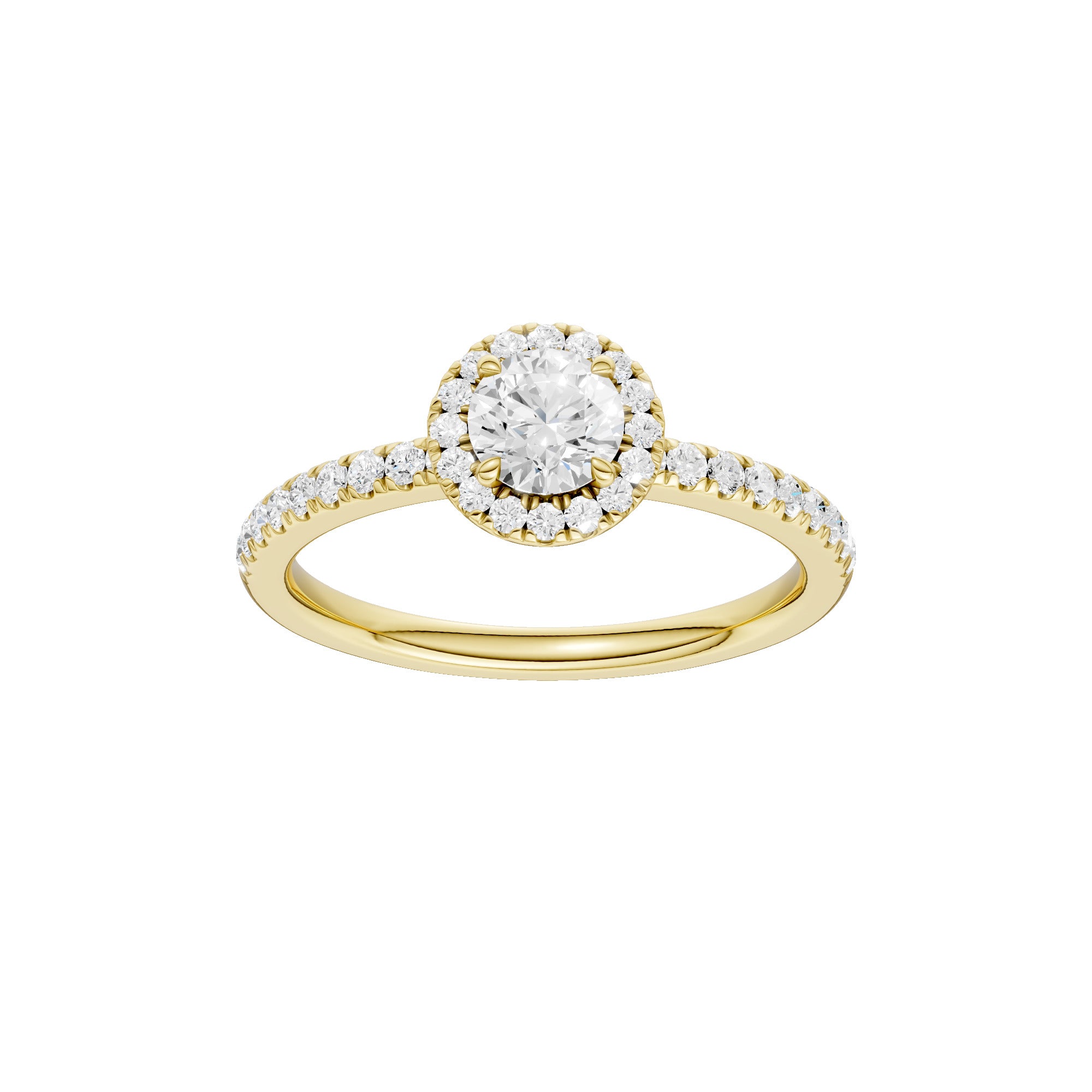 Lab-diamant rosettring med pavé 0,75 ct F/VS – 9K gult gull