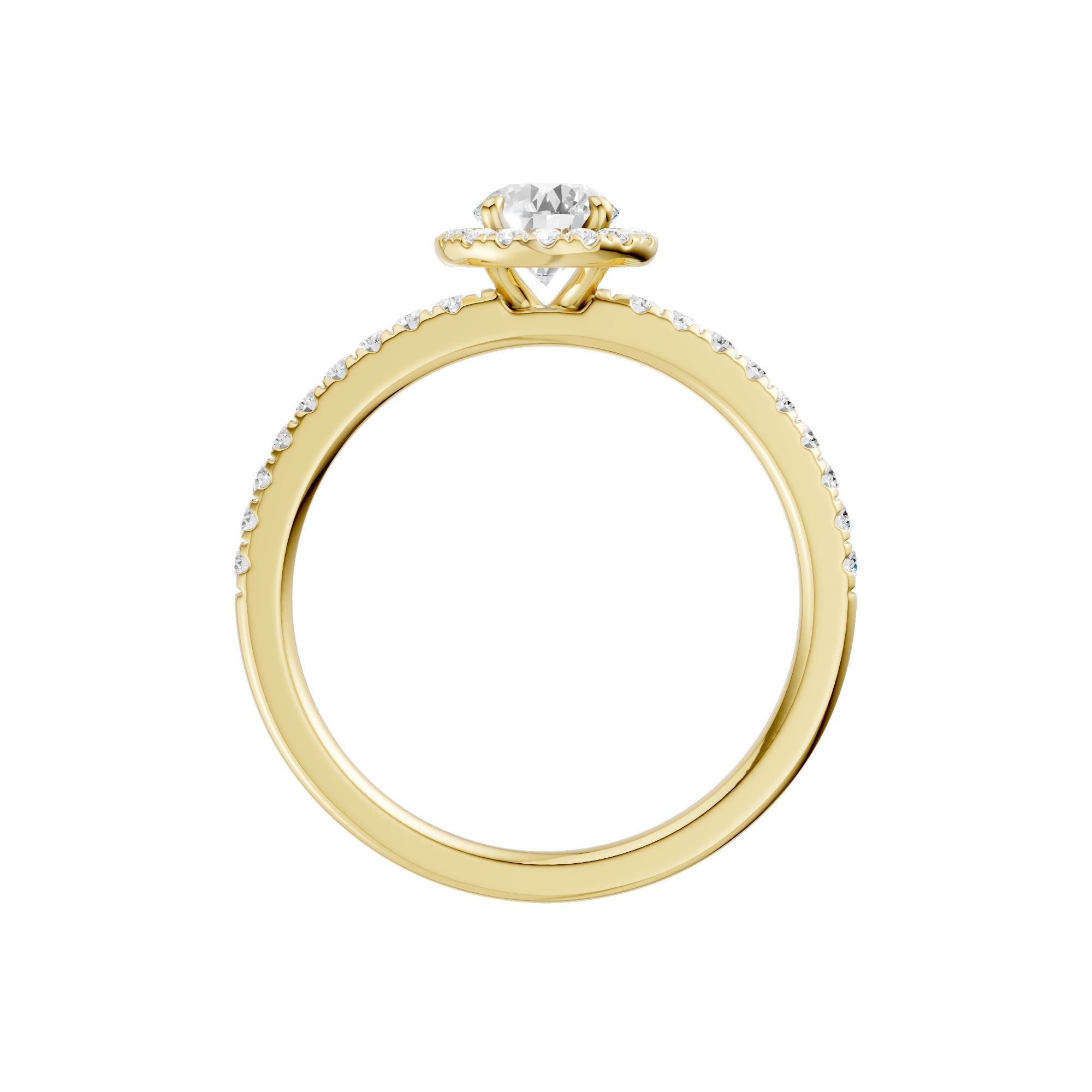 Lab-diamant rosettring med pavé 0,75 ct F/VS – 9K gult gull