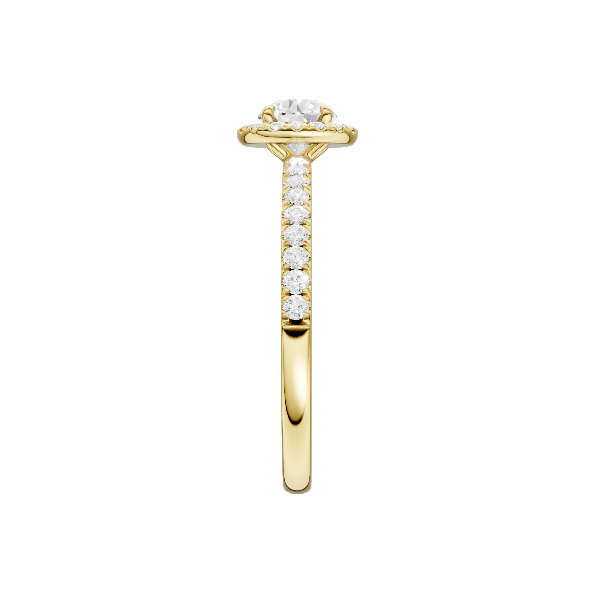 Lab-diamant rosettring med pavé 0,75 ct F/VS – 9K gult gull