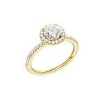 Lab-diamant rosettring med pavé 1,25 ct F/VS – 9K gult gull