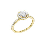Lab-diamant rosettring med pavé 1,25 ct F/VS – 9K gult gull