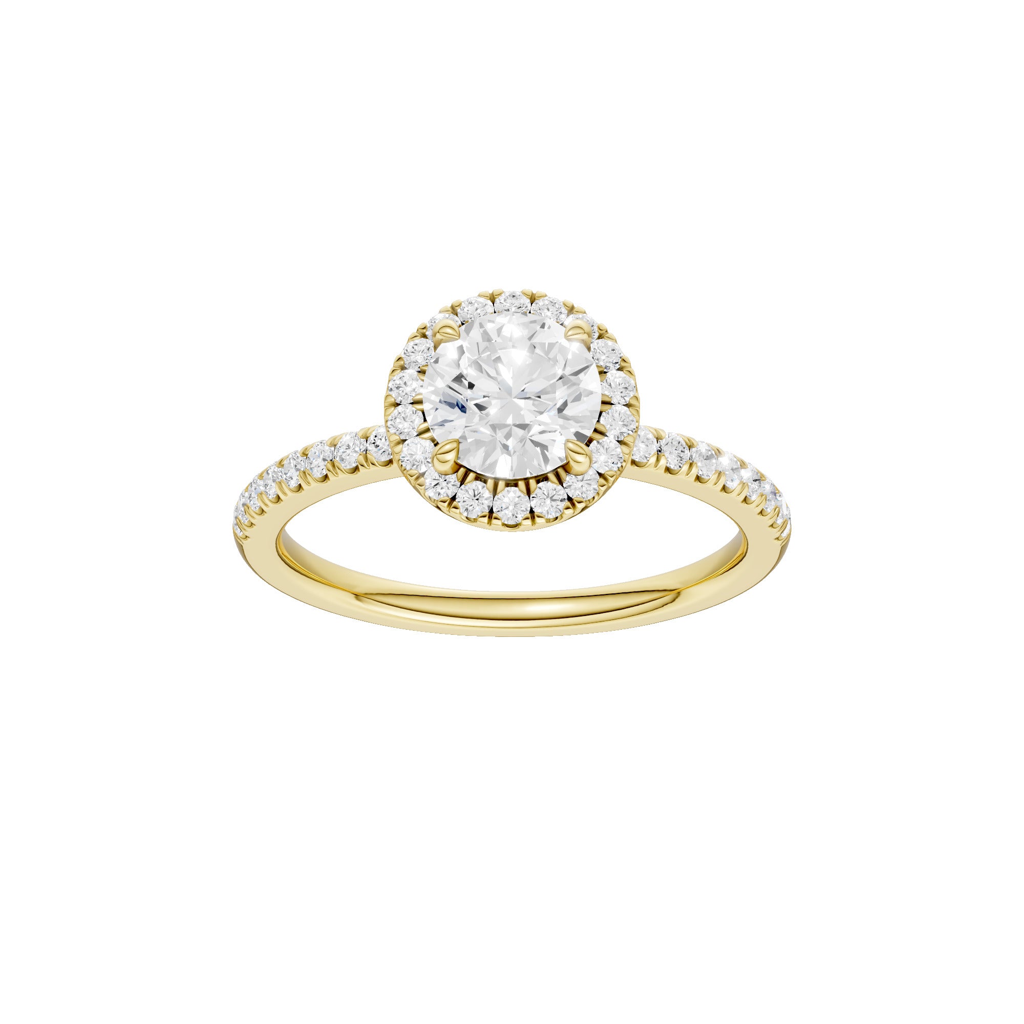 Lab-diamant rosettring med pavé 1,25 ct F/VS – 9K gult gull