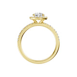 Lab-diamant rosettring med pavé 1,25 ct F/VS – 9K gult gull