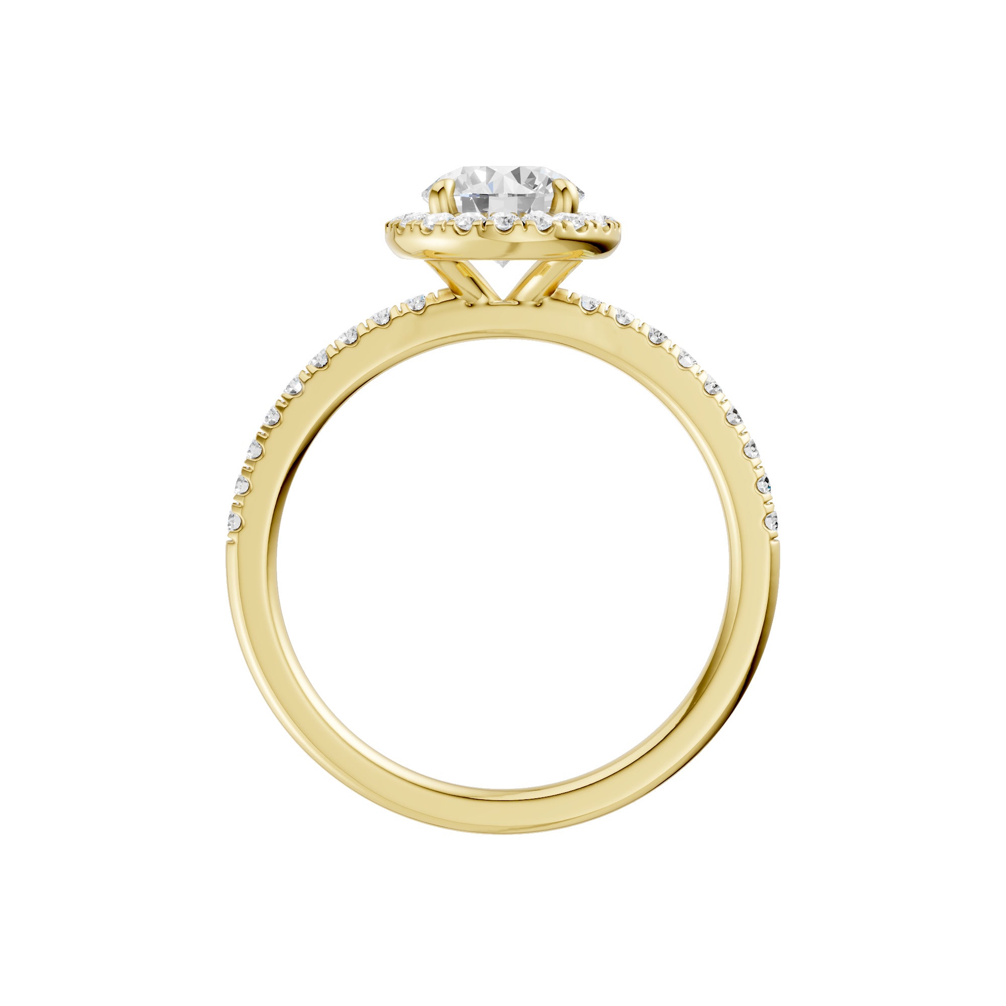 Lab-diamant rosettring med pavé 1,25 ct F/VS – 9K gult gull