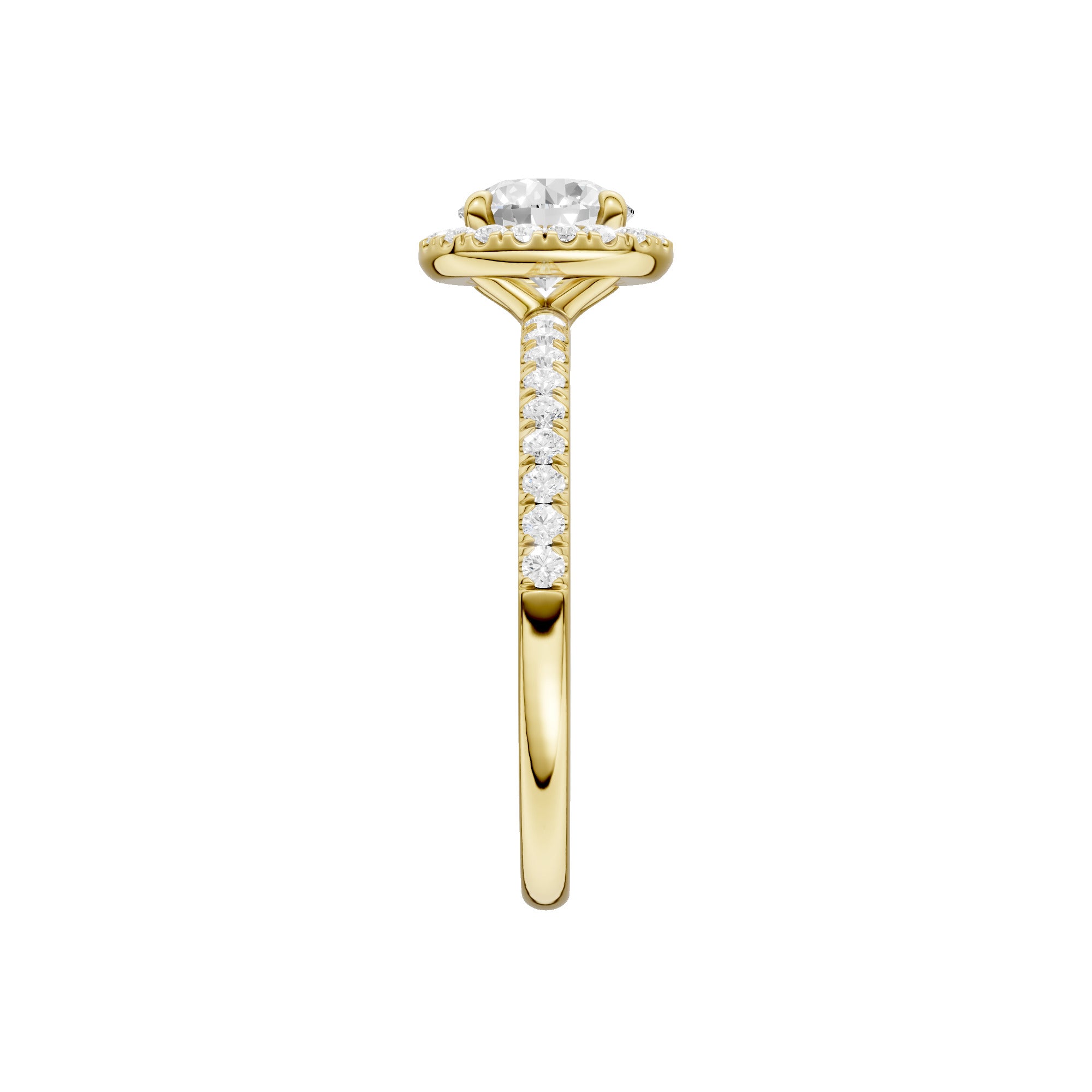 Lab-diamant rosettring med pavé 1,25 ct F/VS – 9K gult gull