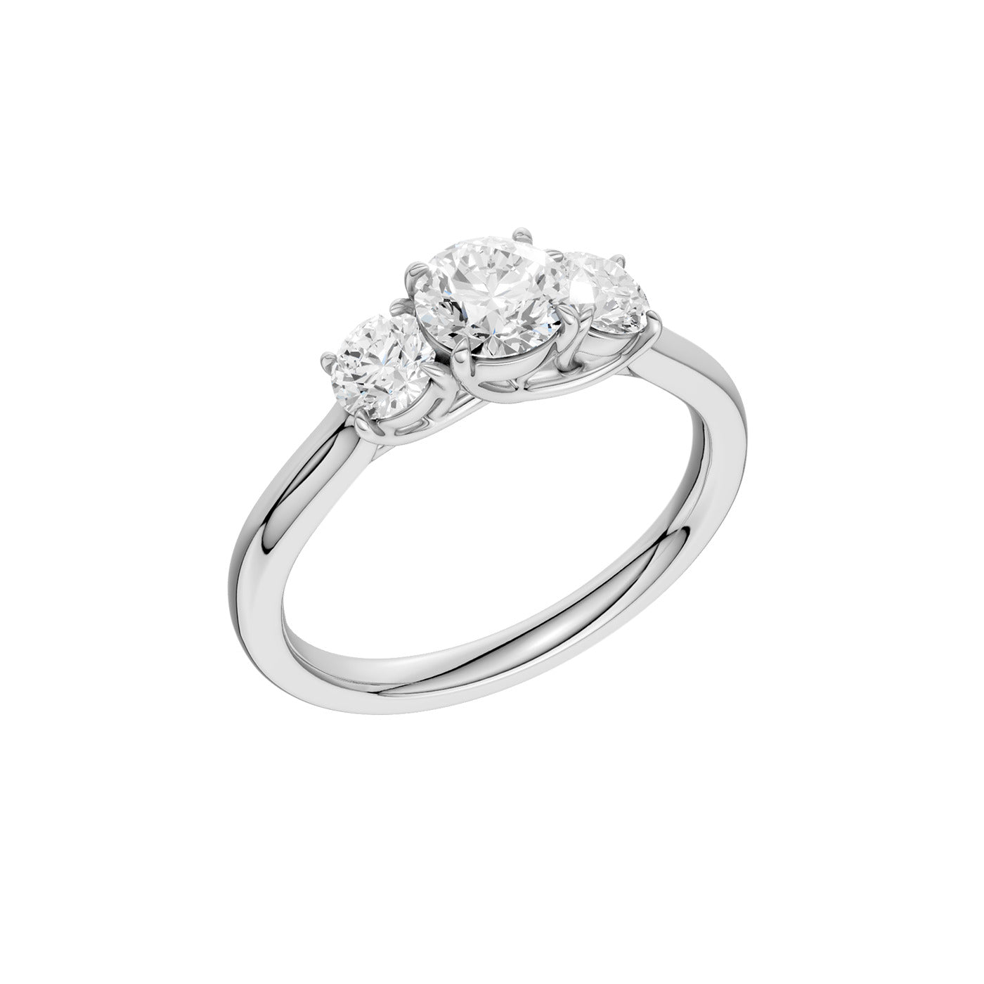 Lab-diamant trestensring 1,00 ct F/VS – 9K hvitt gull