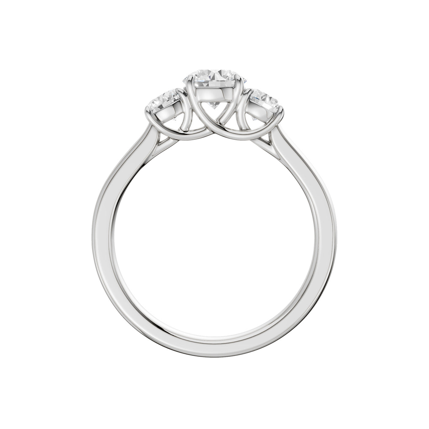 Lab-diamant trestensring 1,00 ct F/VS – 9K hvitt gull