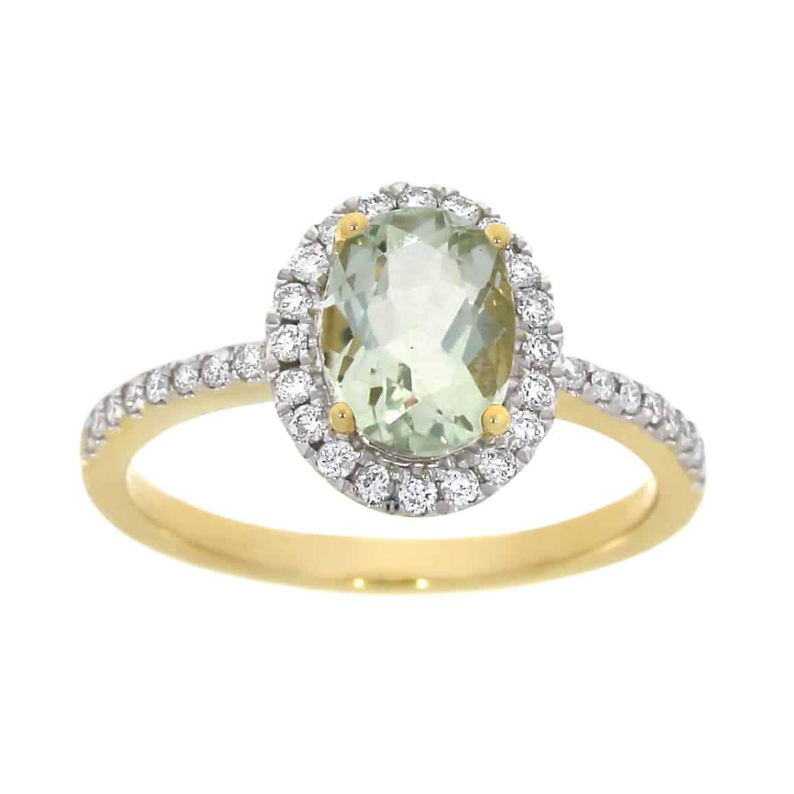 Diamantring med grønn ametyst 0,30ct TWSI - Diamanthuset