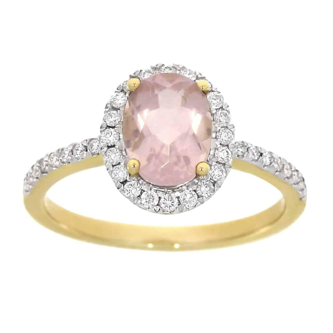 Diamantring med rose quartz 0,30ct TWSI - Diamanthuset