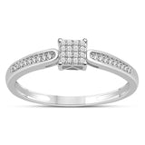 Diamantring firkantet med 0,15ct tw/si i hvitt gull - Diamanthuset -