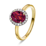 Diamantring med Rød Granat 0.30ct tw/si