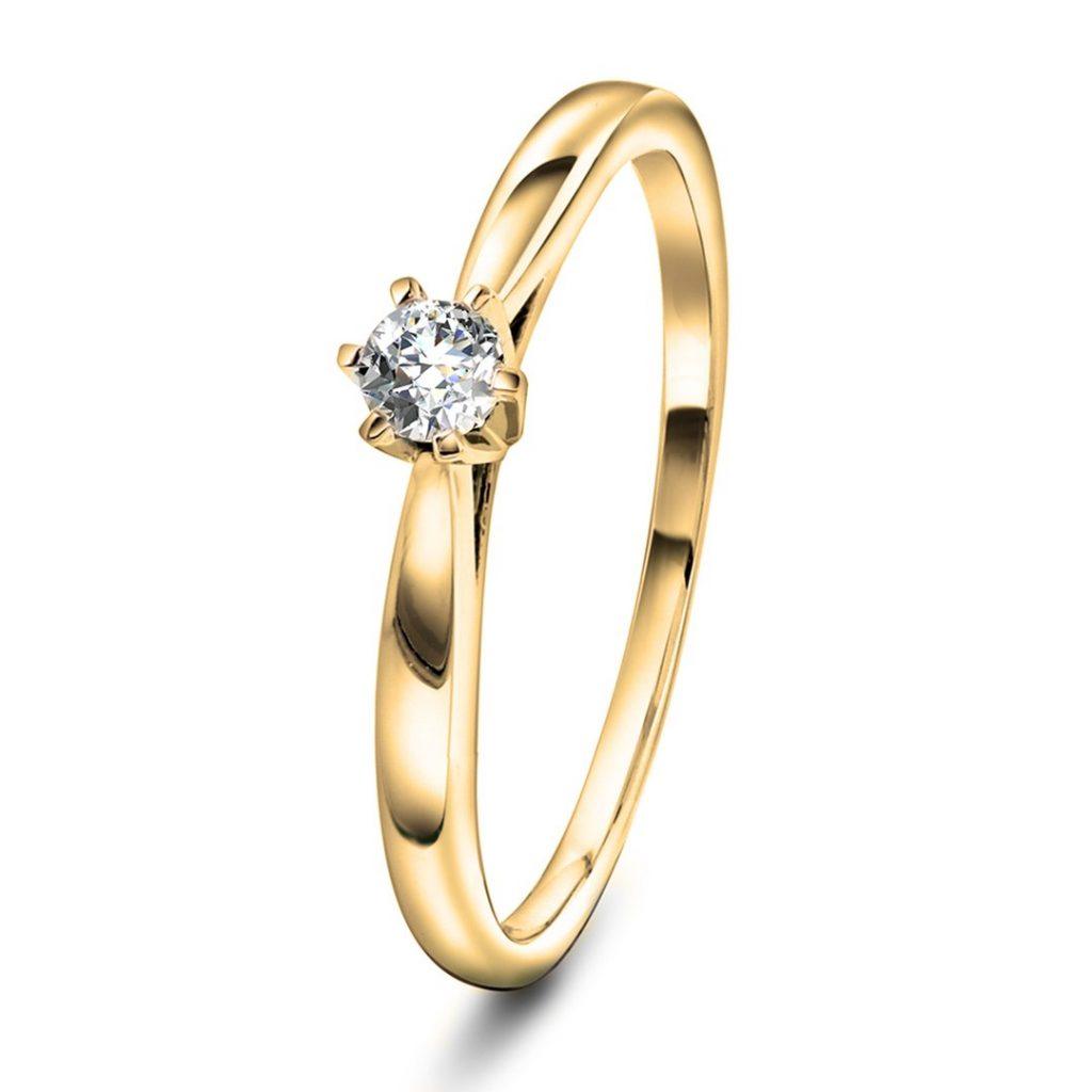 Eloise enstens diamantring 14kt gult gull 0.07ct TW P - Diamanthuset