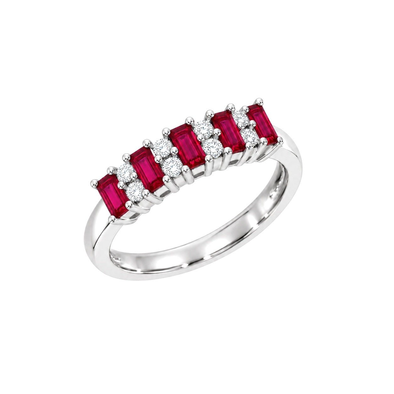 Diamantring med rubin i hvitt gull, 0.21CT TWSI - Diamanthuset