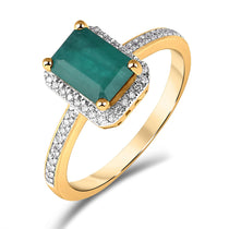 Diamantring 0,20 ct tw/si med Smaragd i hvitt og gult gull – Diamanthuset