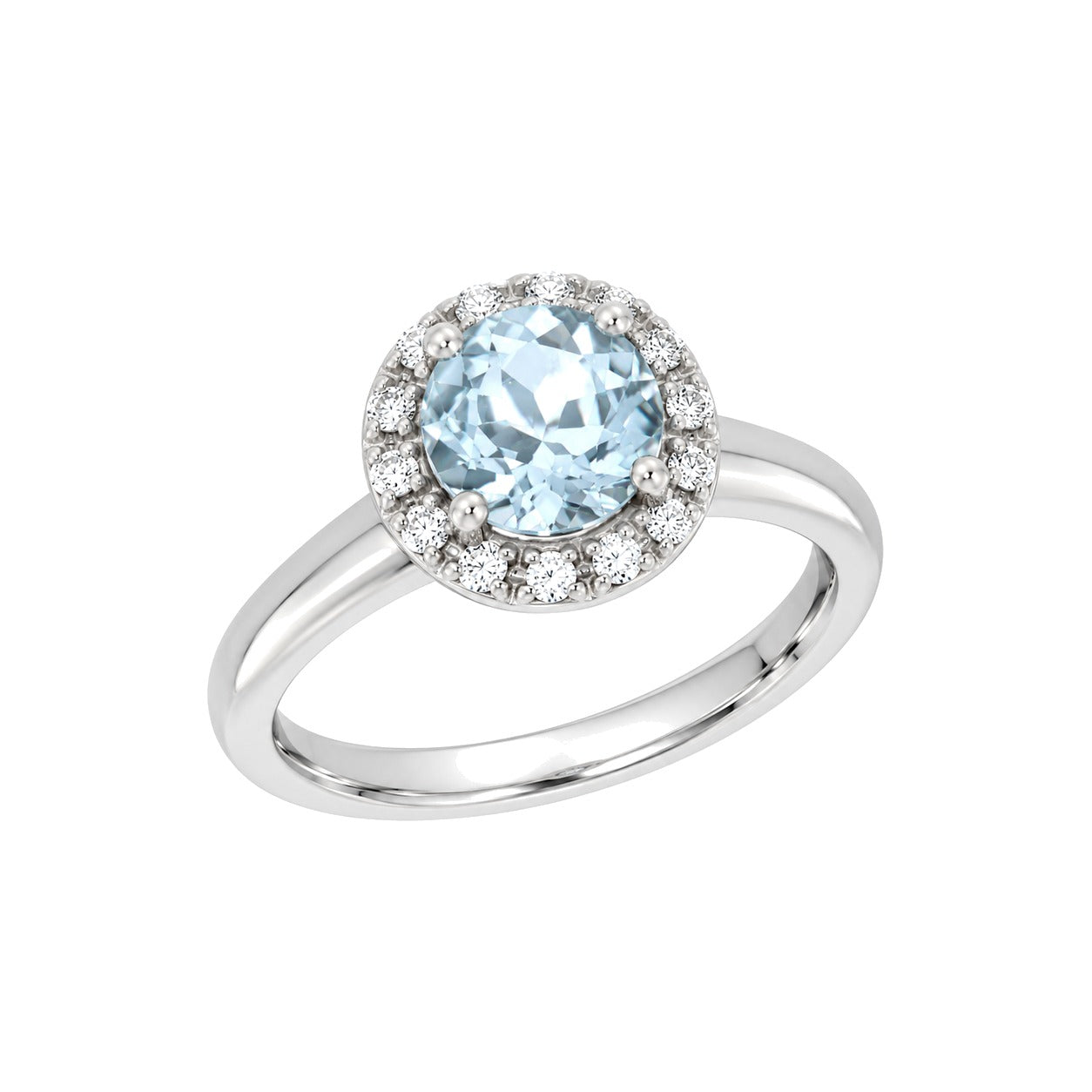 Diamantring hvitt/gult gull 0,15 ct med Aquamarine – Diamanthuset