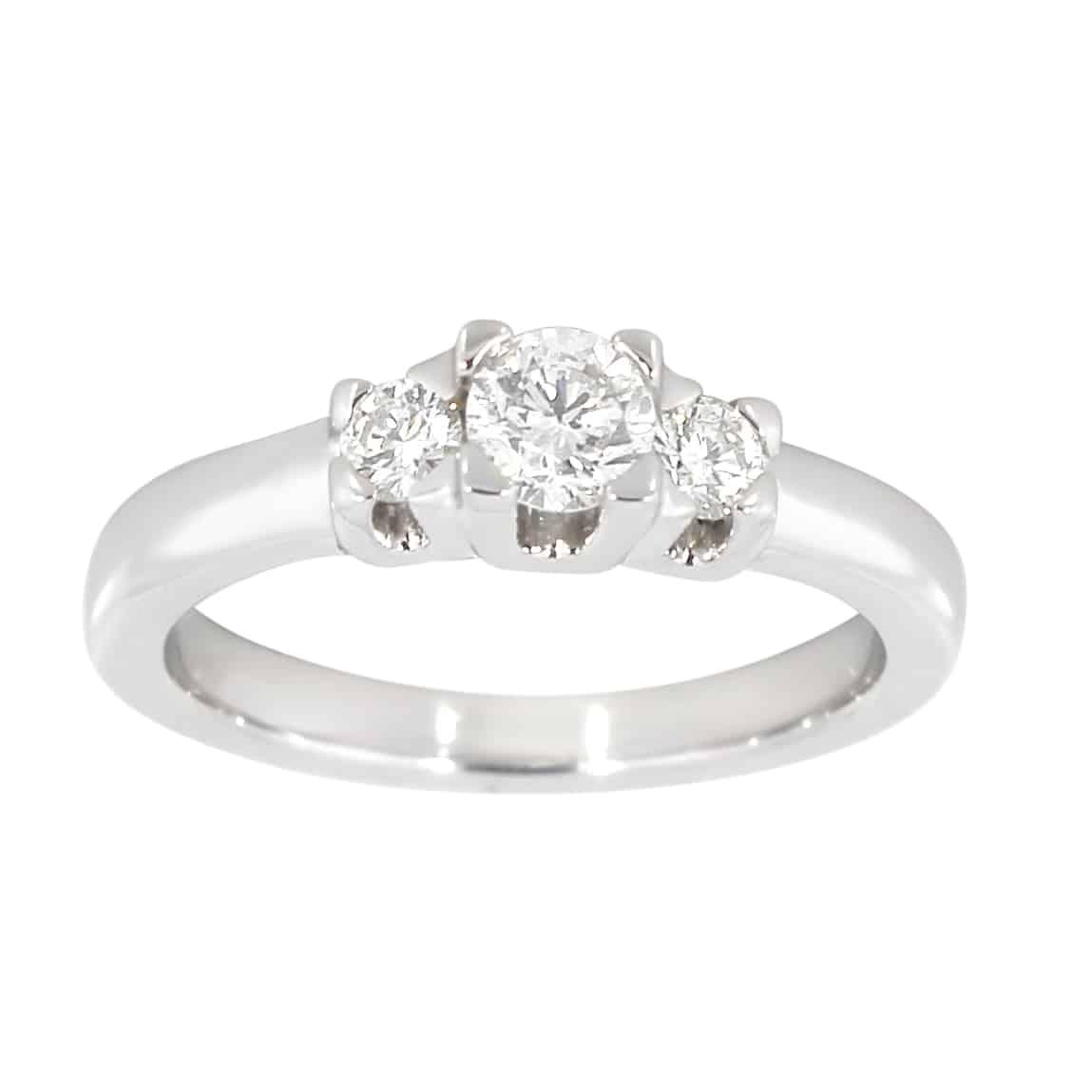 Diamantring Gult/Hvitt Gull og tre diamanter 0,50ct TW/SI