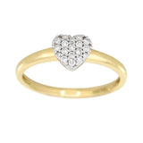 Hjerteformet diamantring i gult gull, 0.15CT TWSI