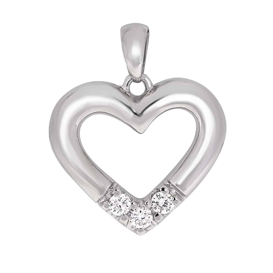 Allianse halssmykke med hjerte i hvitt gull, 0,03ct-0.25ct TWSI