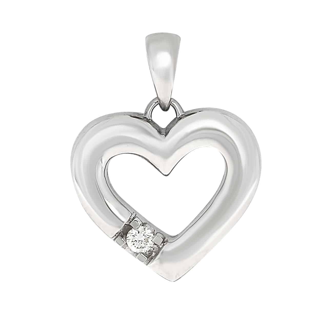 Allianse halssmykke med hjerte i hvitt gull, 0,03ct-0.25ct TWSI