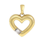 Allianse halssmykke med hjerte i gult gull, 0,05ct TWSI - Diamanthuset