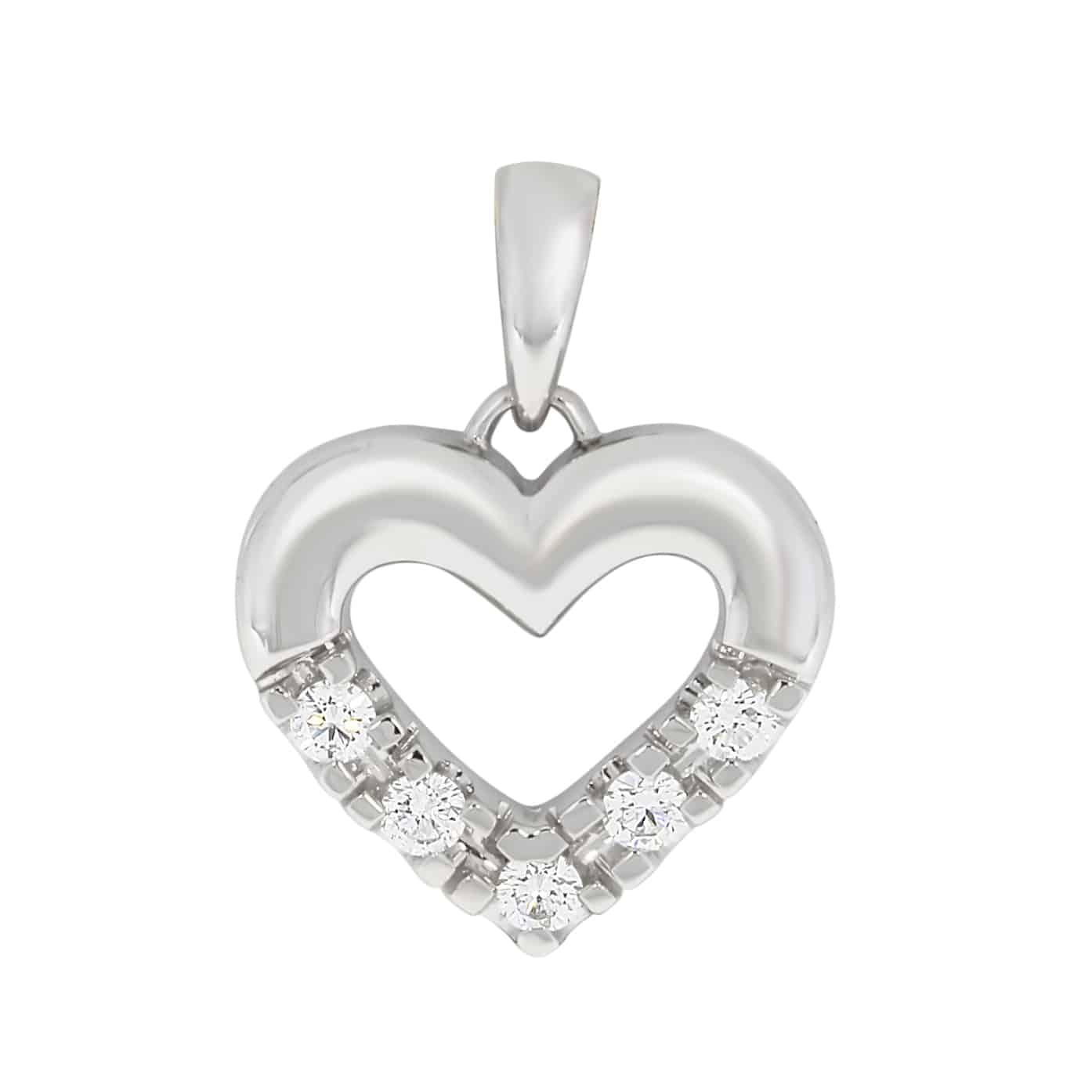 Allianse halssmykke med hjerte i hvitt gull, 0,03ct-0.25ct TWSI