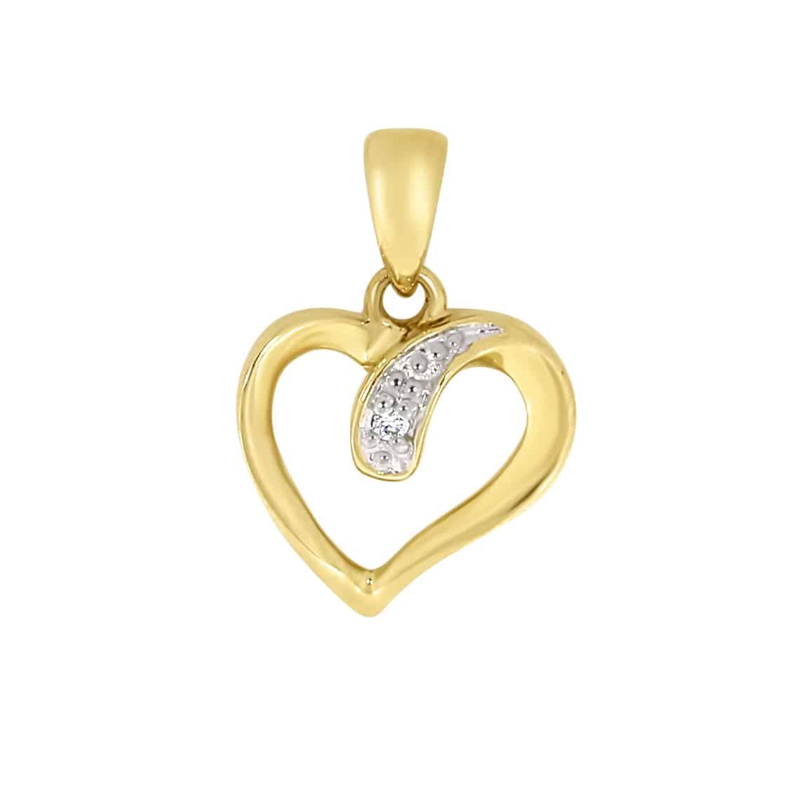 Diamant halssmykke i gult gull, 0.01CT TWSI - Diamanthuset