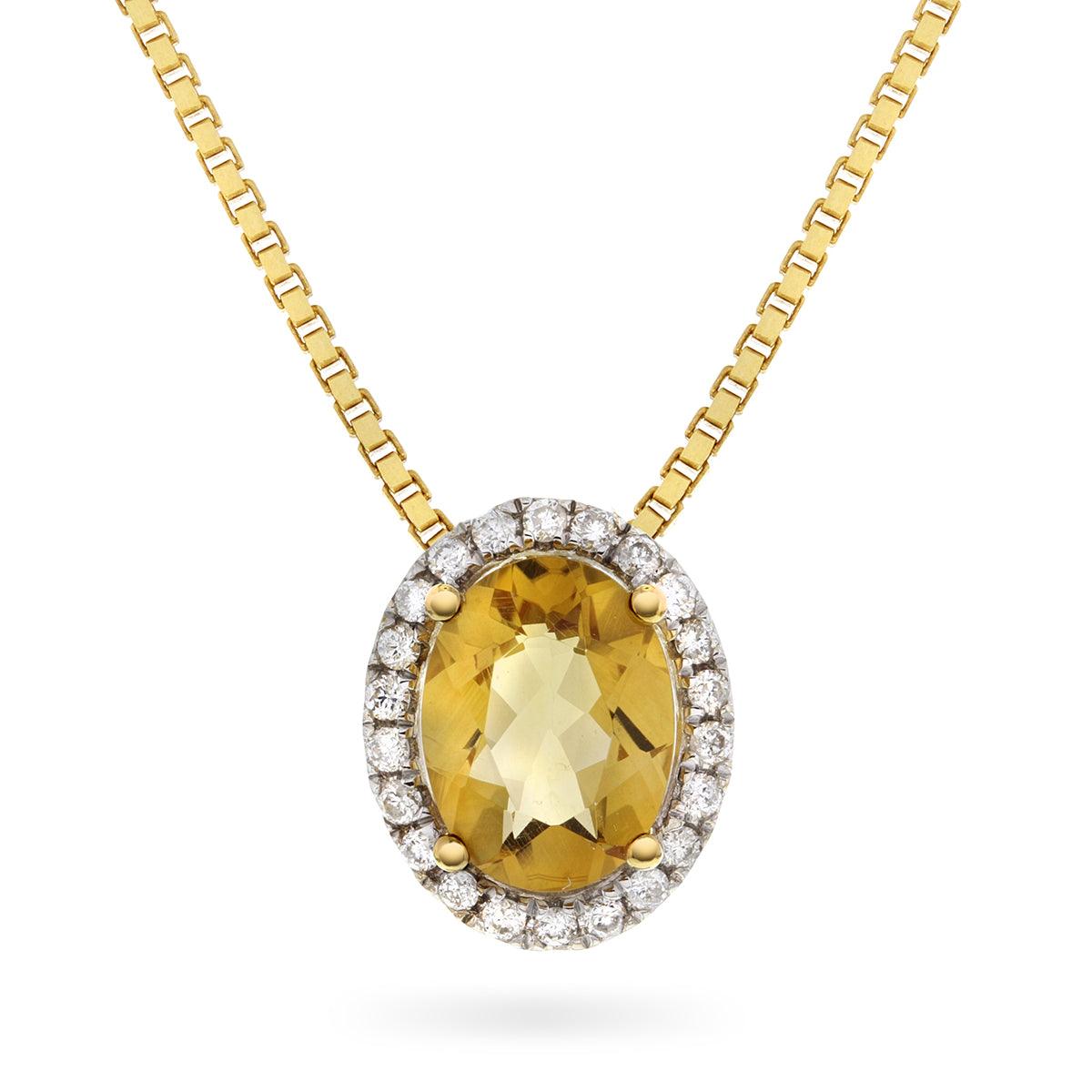 Diamantsmykke med 1,20ct Citrin - Diamanthuset