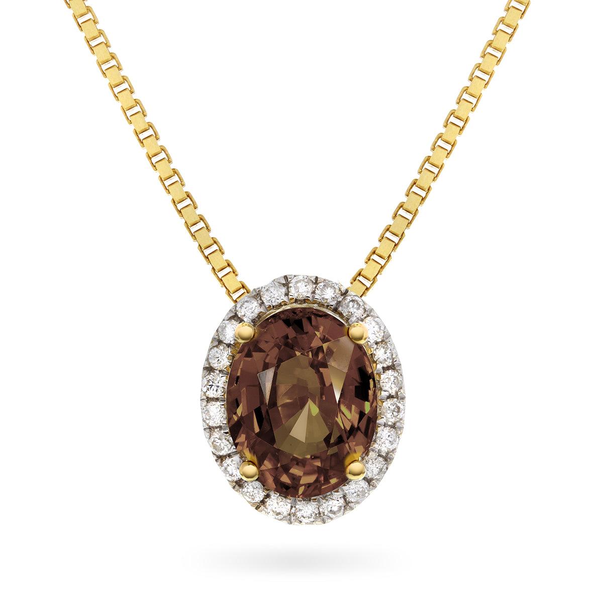Diamantsmykke med 1,20ct Røyk Quarts- Diamanthuset