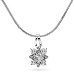 Diamant halssmykke 14kt hvitt gull Rosettstjerne 0.15ct TW Si - Diamanthuset