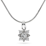 Diamant halssmykke 14kt hvitt gull Rosettstjerne 0.15ct TW Si - Diamanthuset