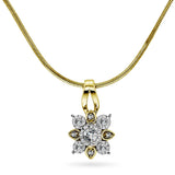 Diamant halssmykke 14kt gult gull Rosettstjerne 0.15ct TW Si - Diamanthuset