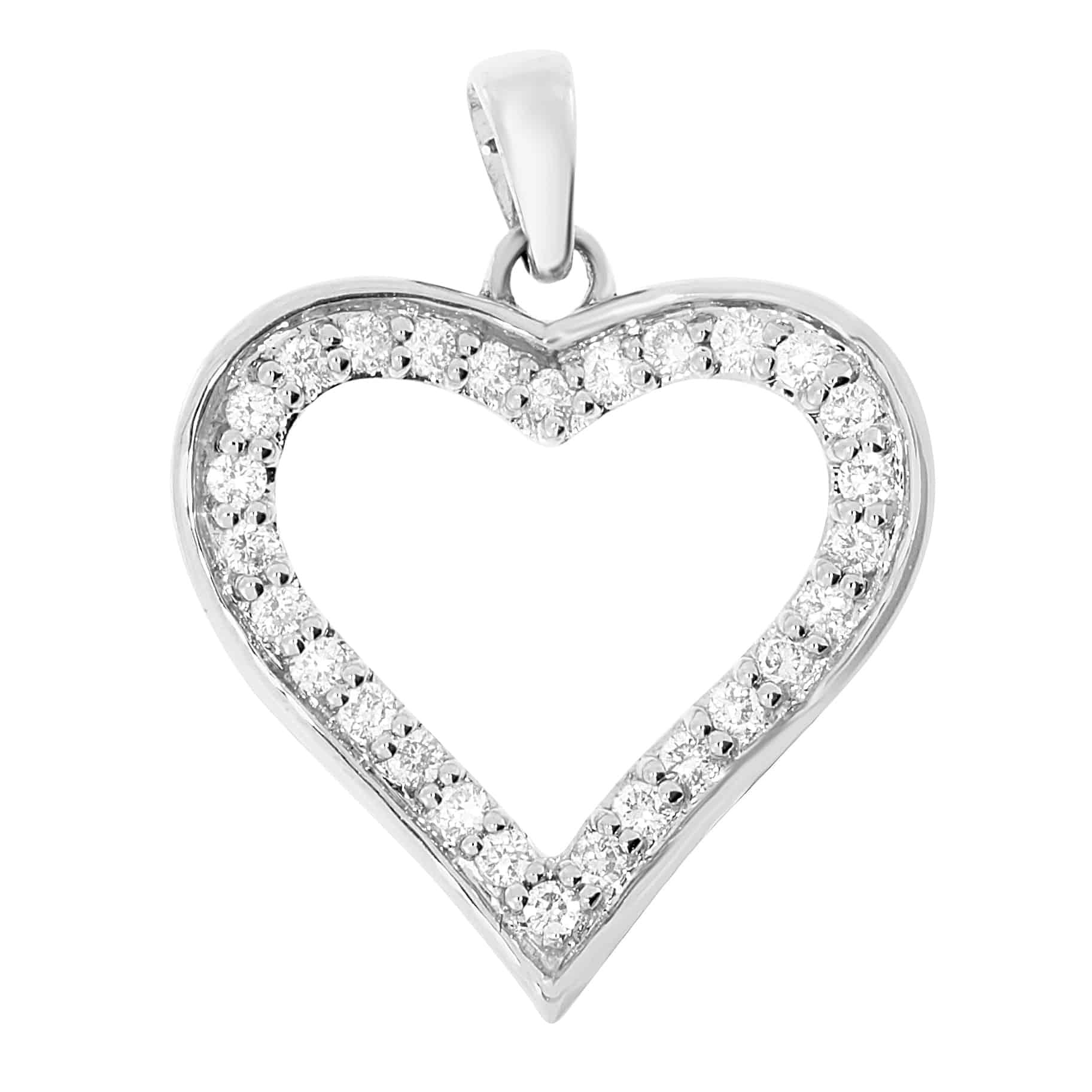 Diamant halssmykke i hvitt gull, 0.25CT TWSI - Diamanthuset