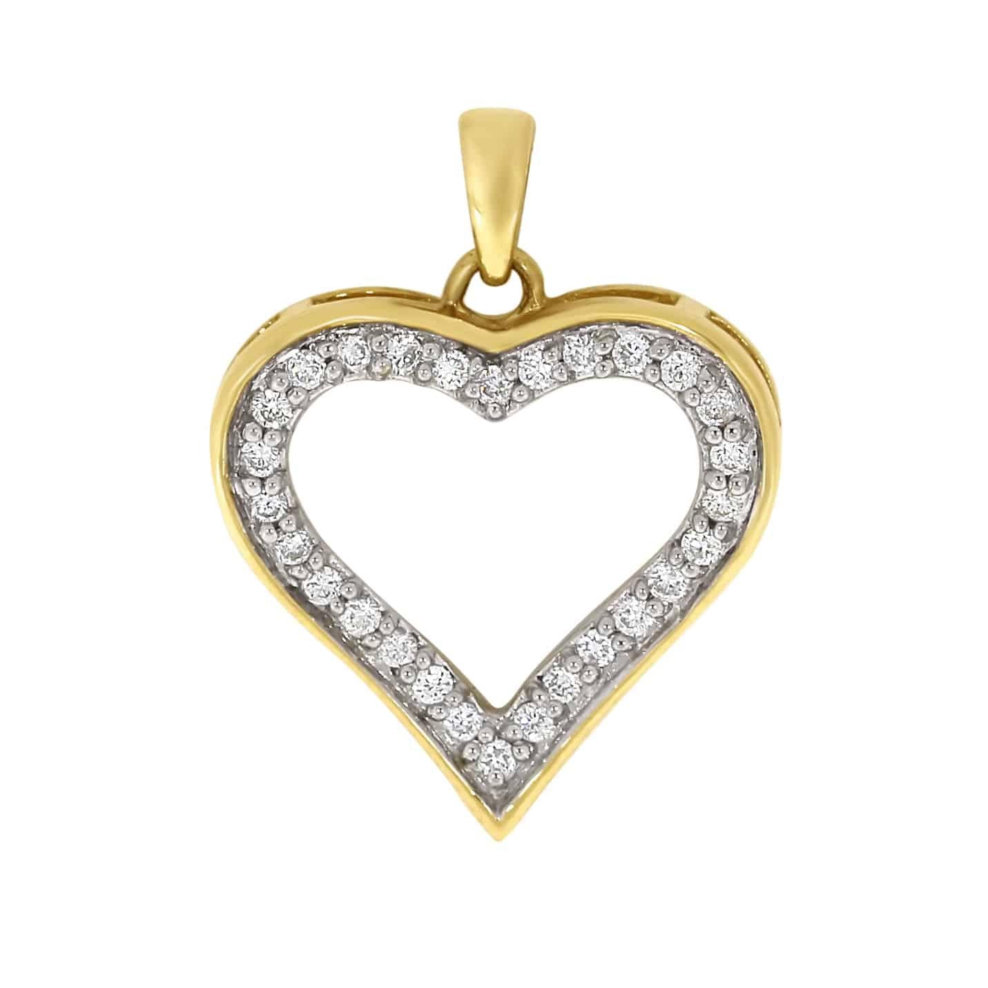 Diamant halssmykke i gult gull, 0.25CT TWSI - Diamanthuset