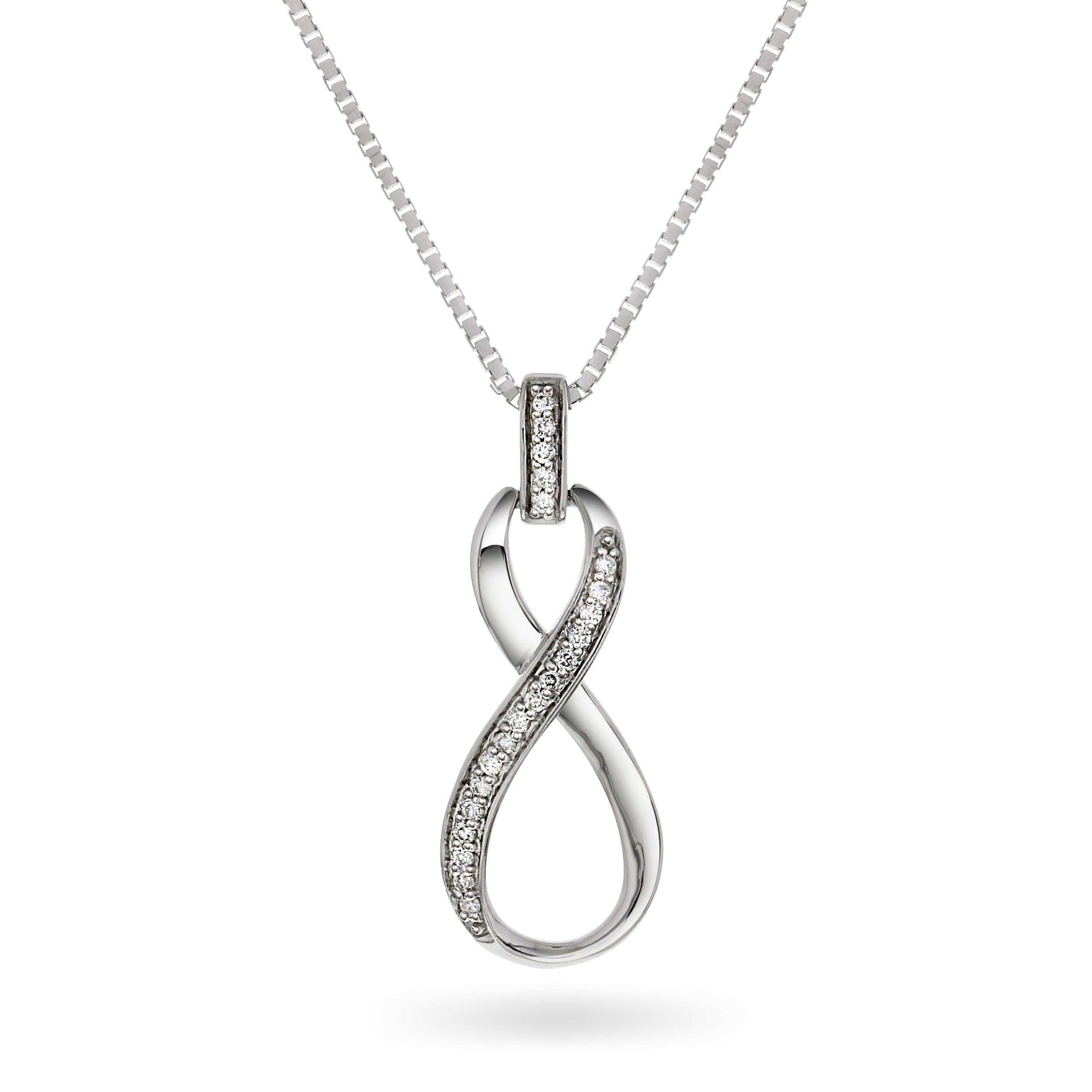 Diamant anheng evighetssymbol hvitt gull tot. 0.15ct TW/Si - Diamanthuset