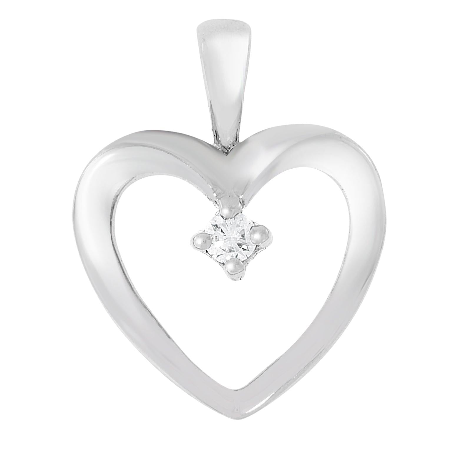 Diamant halssmykke hjerte hvitt gull 0.02ct TW/Si_ Diamanthuset