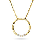 Diamant halssmykke i gult gull, 0.10ct TW/Si - Diamanthuset